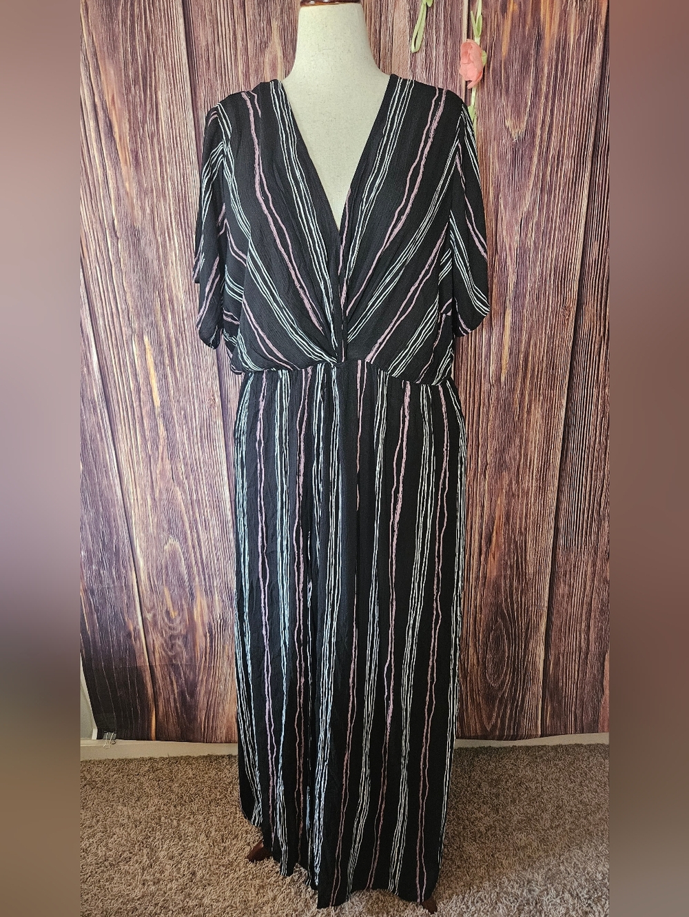 NWT City Chic Knot Romance Striped Maxi Dress Plus Size 20W
